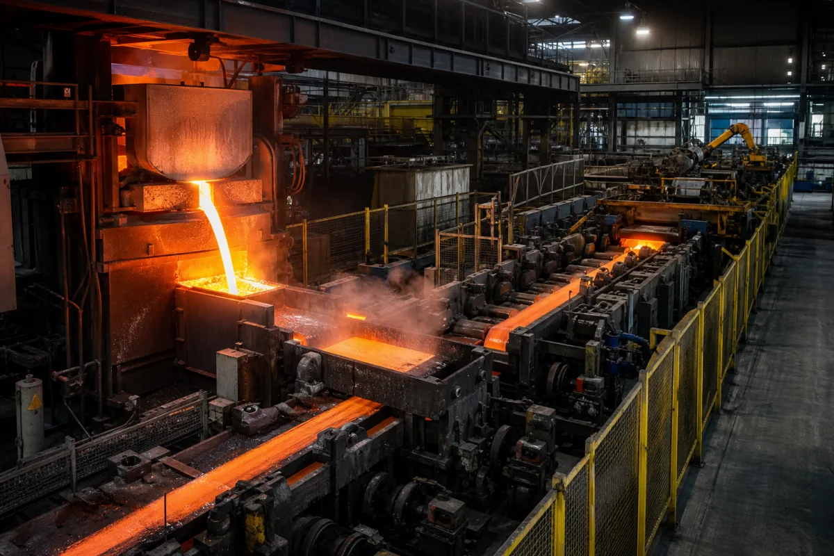 Integriertes Stranggieß-Produktionssystem in einer industriellen Fertigungsumgebung
