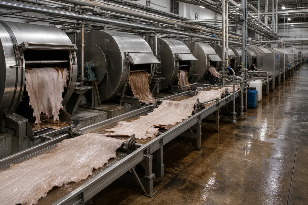 Integriertes Lederverarbeitungssystem in einer industriellen Fertigungsumgebung