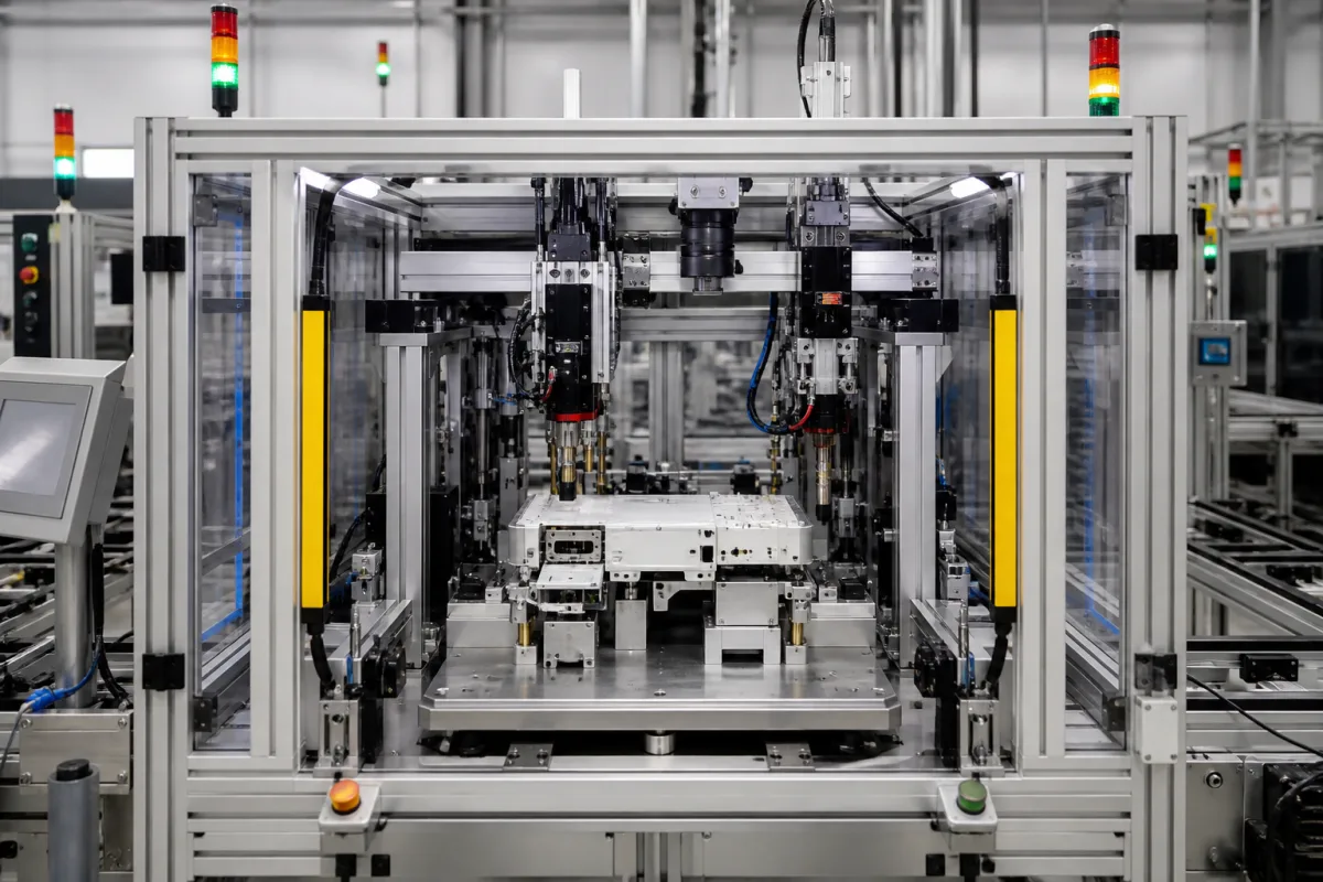 Integriertes Prüfmodul in einer industriellen Fertigungsumgebung