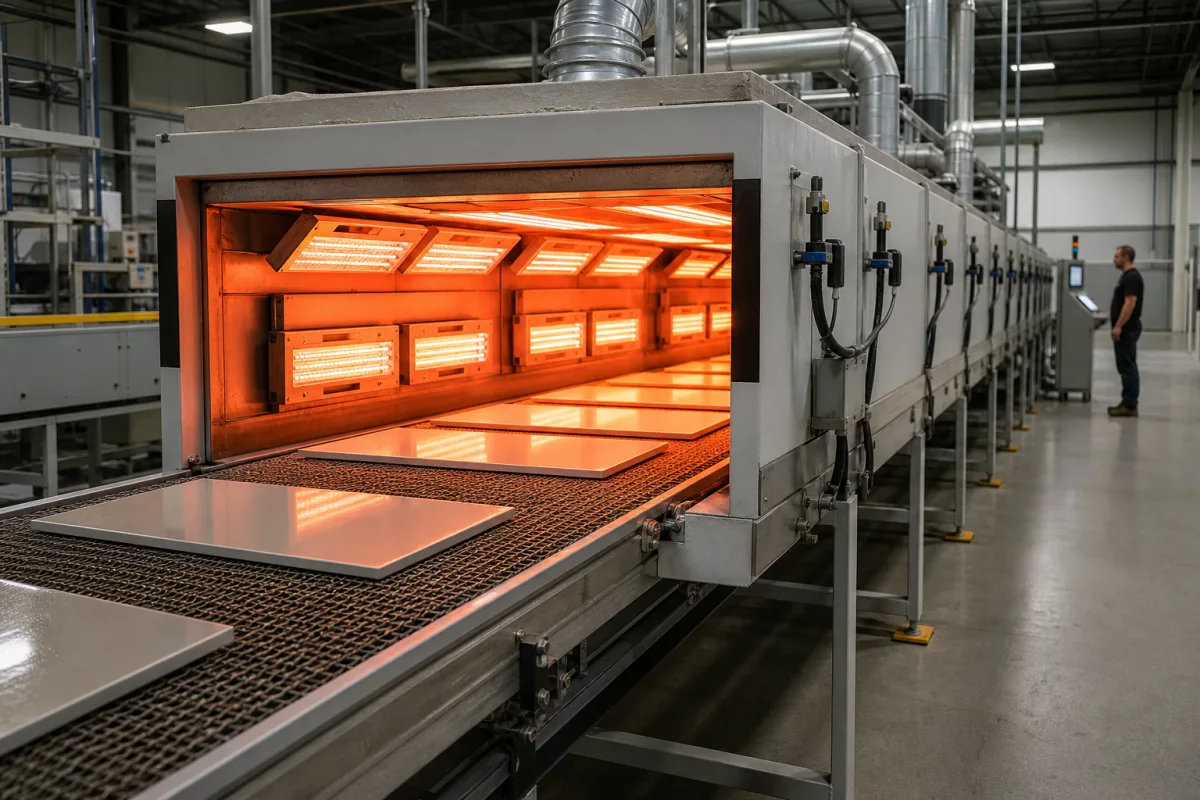 IR-Trocknungs-/Härtungstunnel in einer industriellen Fertigungsumgebung