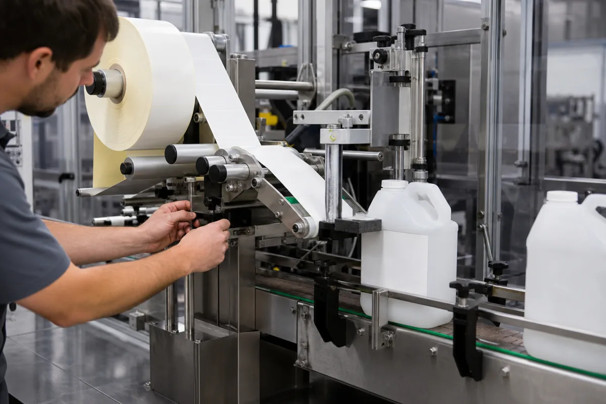 Etikettiergerät-Modul in einer industriellen Fertigungsumgebung