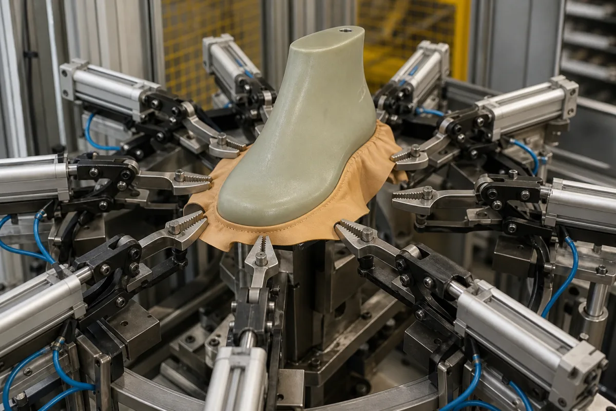 Zwickzangen/Greifer für die Schuhfertigung in einer industriellen Fertigungsumgebung