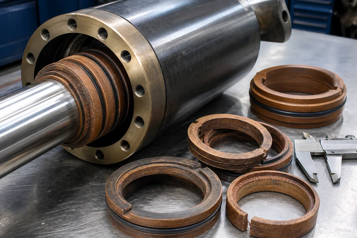 Leder-Hydraulik-Kolbendichtung in einer industriellen Fertigungsumgebung