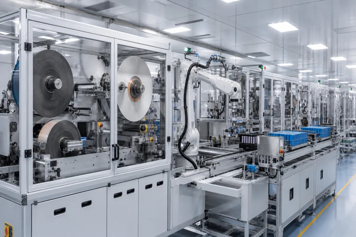 Montagesystem für Lithium-Ionen-Batteriezellen in einer industriellen Fertigungsumgebung