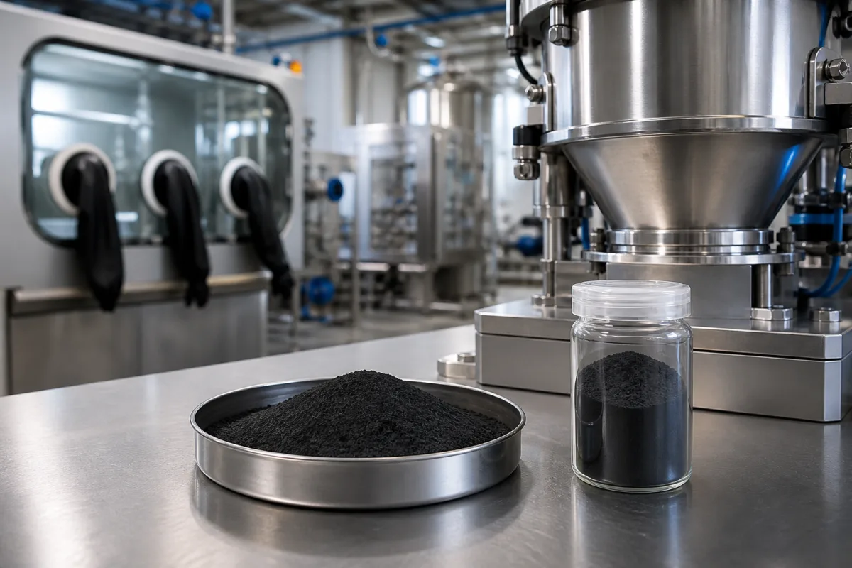 Lithiumeisenphosphat-Kathodenaktivmaterial in einer industriellen Fertigungsumgebung