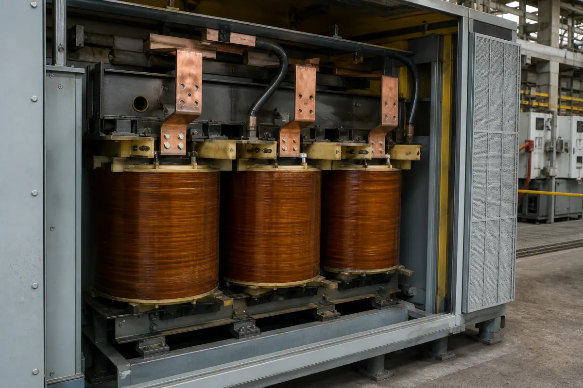 Haupttransformator in einer industriellen Fertigungsumgebung