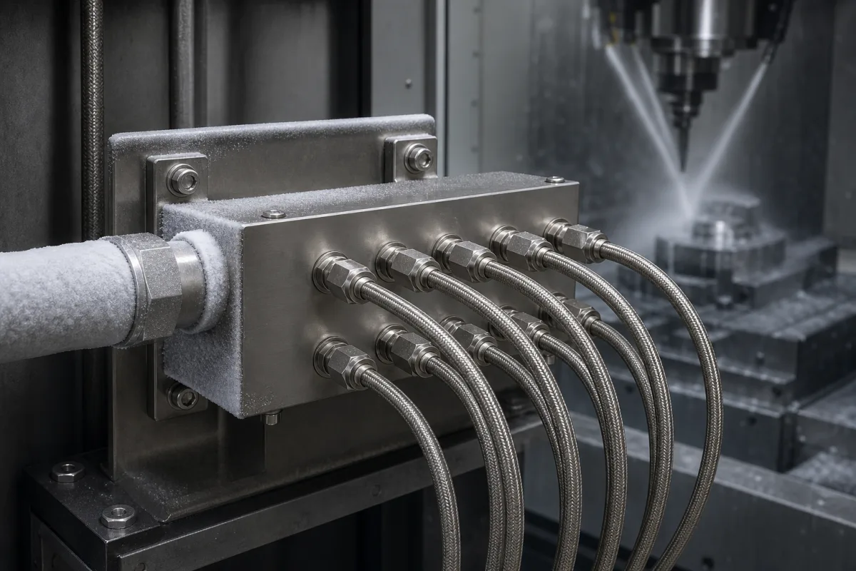 Verteilerblock in einer industriellen Fertigungsumgebung