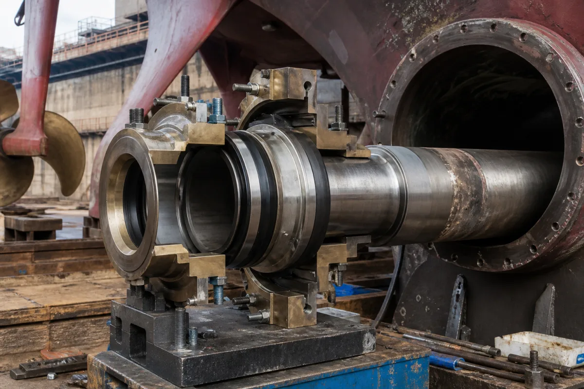 Mechanische Wellendichtung für Schiffspropeller in einer industriellen Fertigungsumgebung