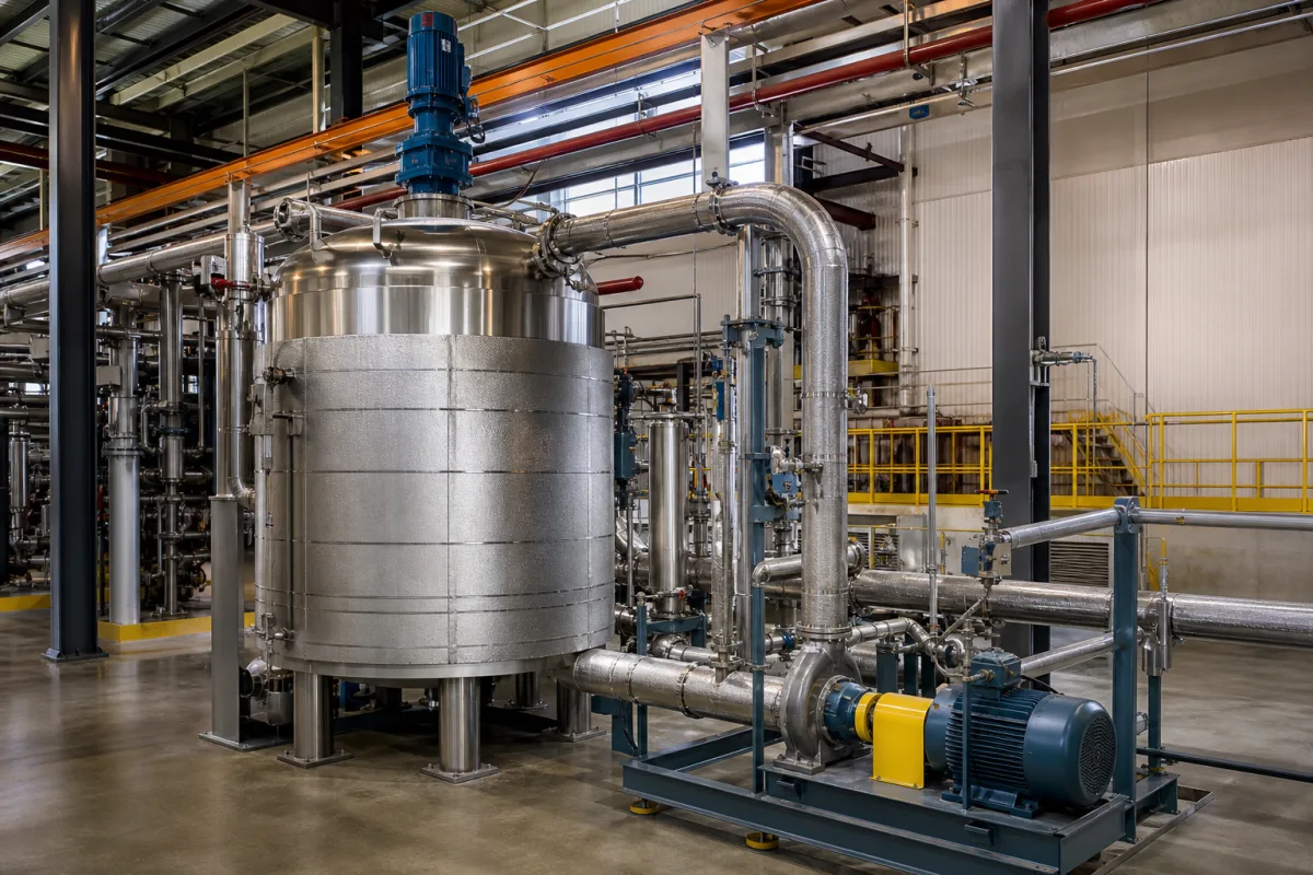 Schmelzepufferbehälter in einer industriellen Fertigungsumgebung