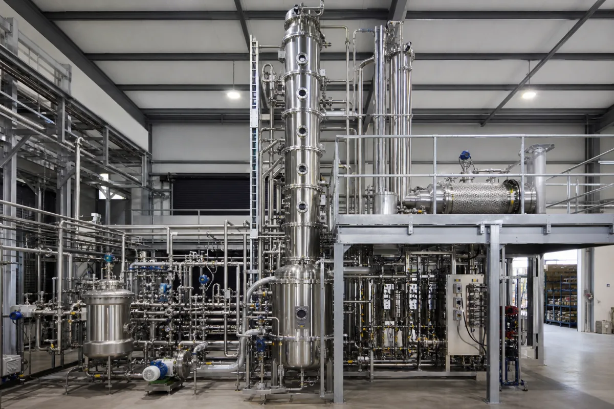 Modulares Destillationskolonnensystem in einer industriellen Fertigungsumgebung