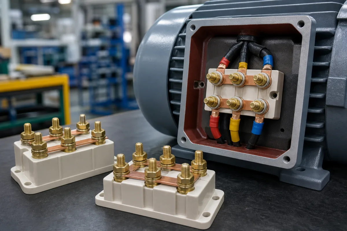 Motor-Klemmenblock in einer industriellen Fertigungsumgebung