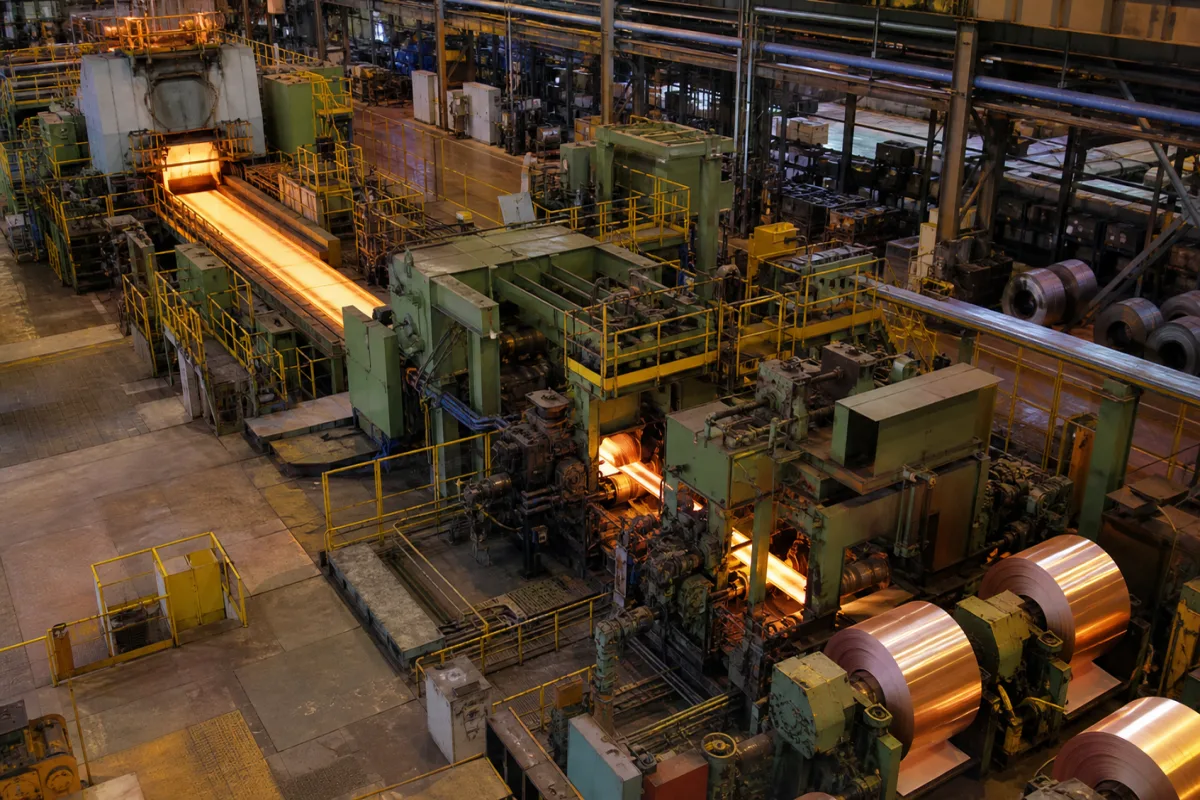 Stranggieß- und Walzsystem für Nichteisenmetalle in einer industriellen Fertigungsumgebung
