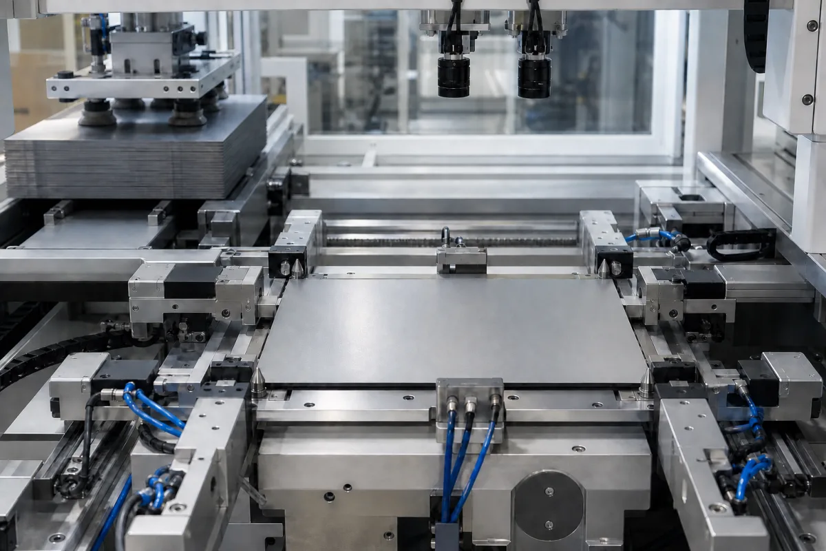 Orientierungs-/Ausrichtungsstation in einer industriellen Fertigungsumgebung