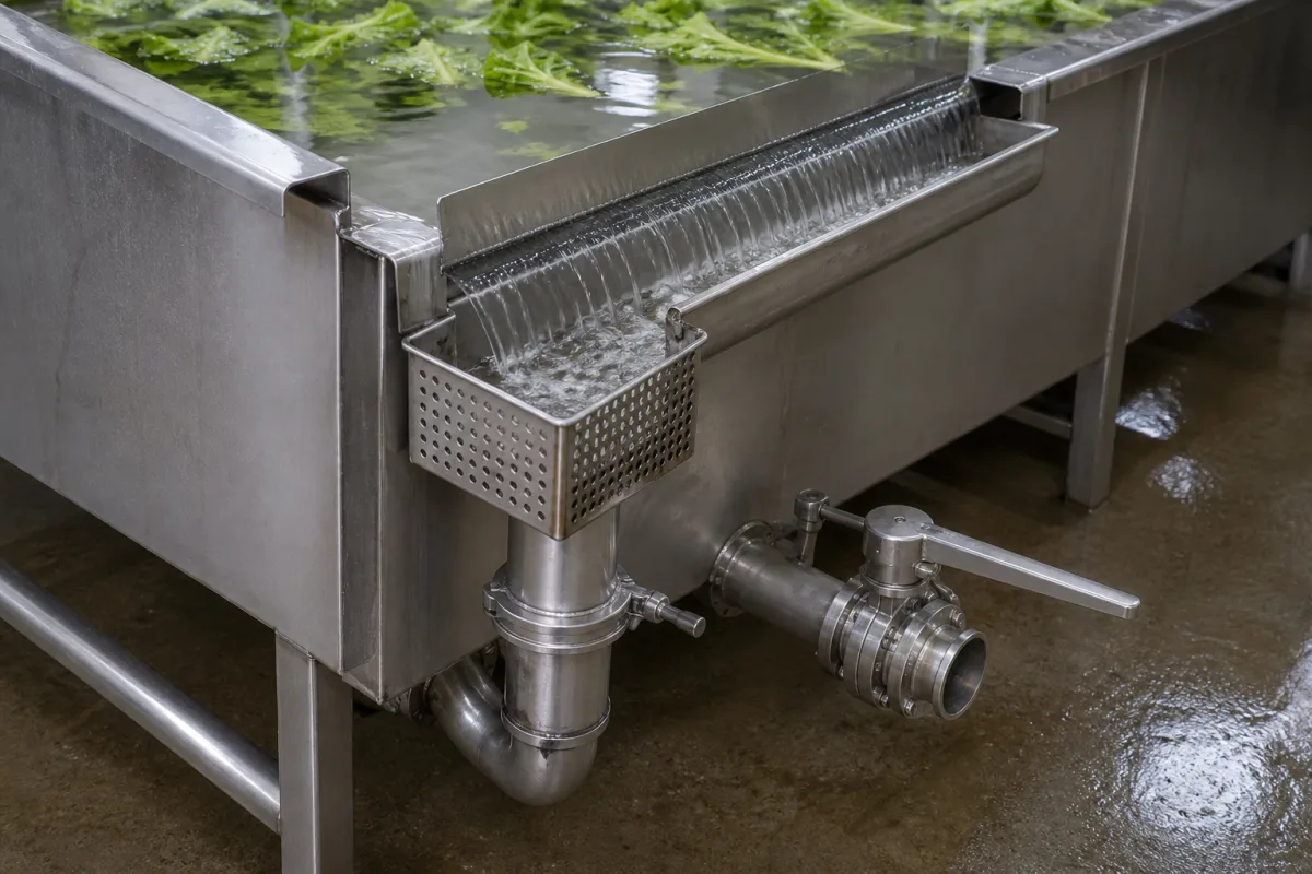 Überlaufwehr/Abfluss in einer industriellen Fertigungsumgebung