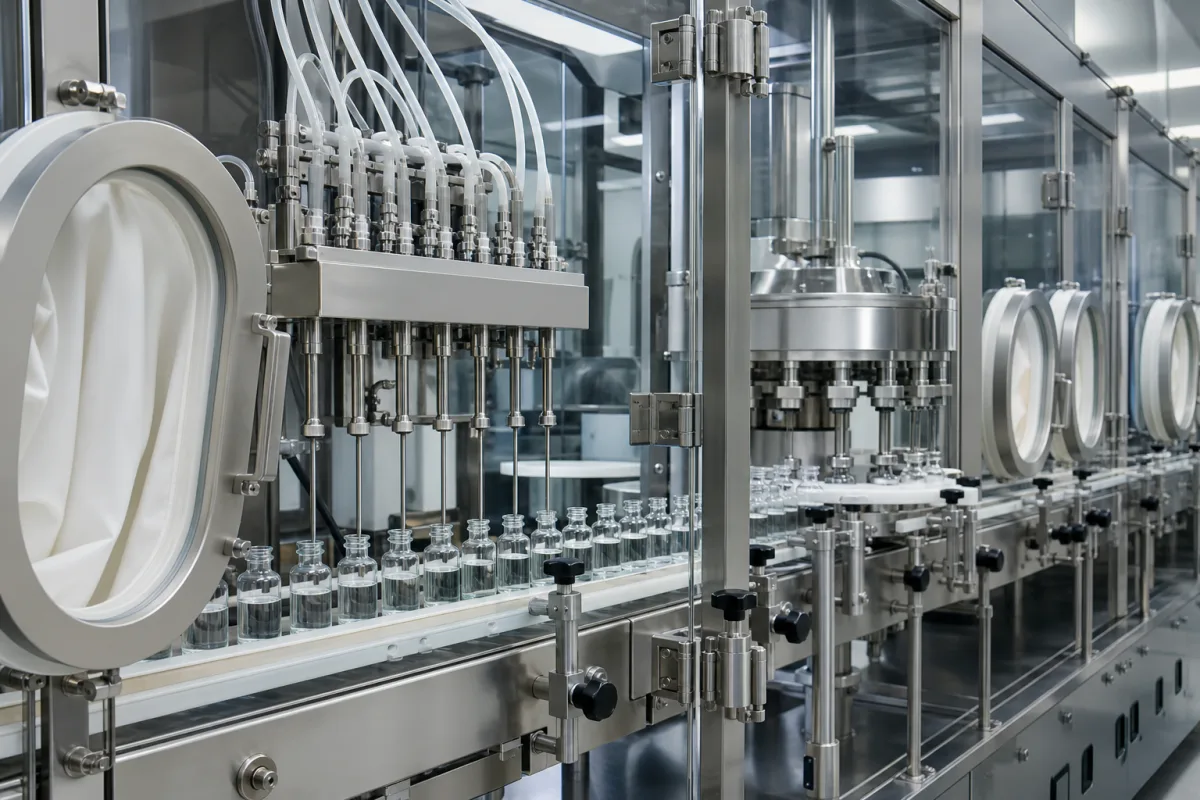 Pharmazeutisches aseptisches Abfüll- und Verschließsystem in einer industriellen Fertigungsumgebung
