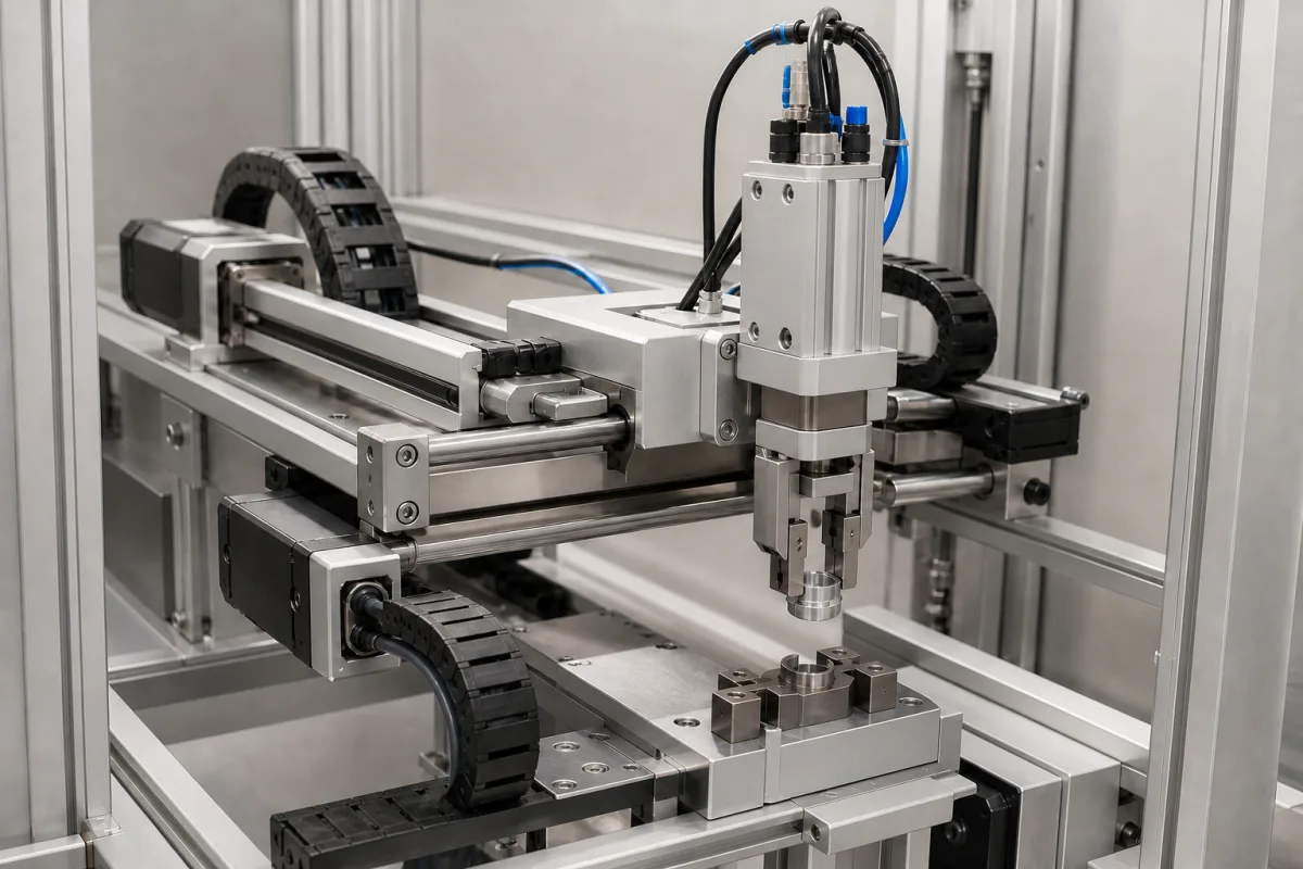 Picker/Shuttle-Mechanismus in einer industriellen Fertigungsumgebung