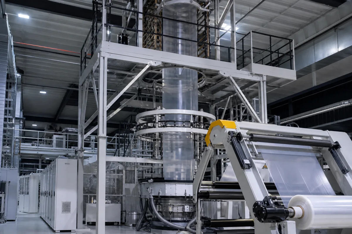 Plastic Film Blowing Machine in a manufacturing environment