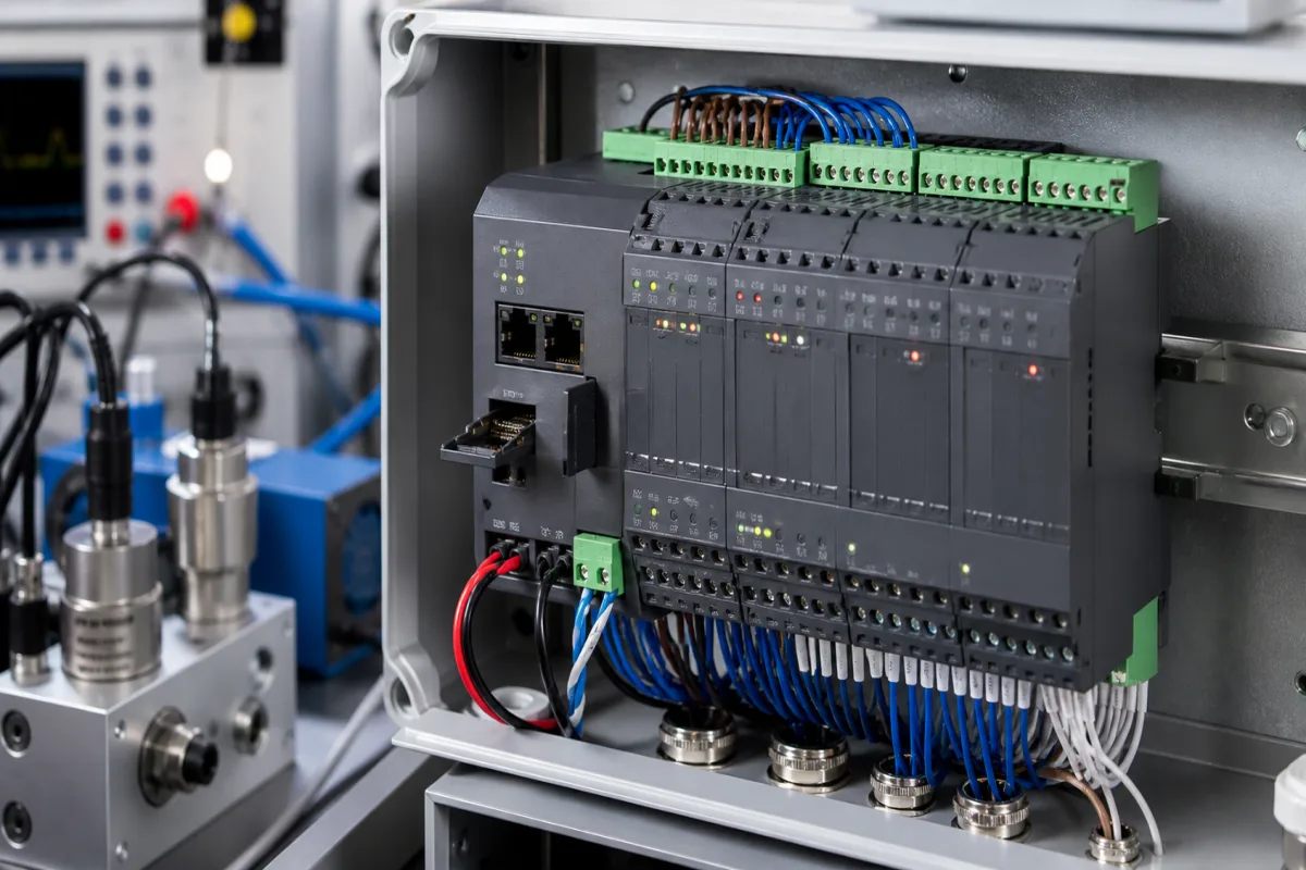 PLC-Steuerungssystem in einer industriellen Fertigungsumgebung