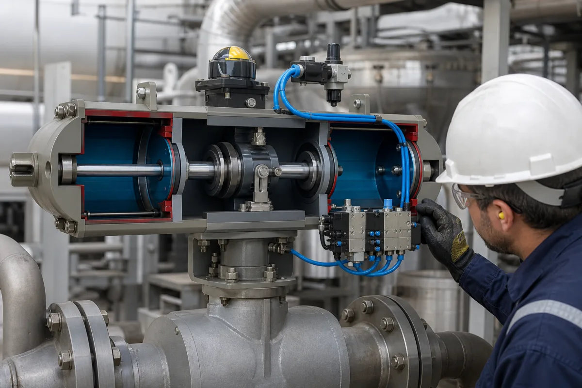 Pneumatikantrieb in einer industriellen Fertigungsumgebung
