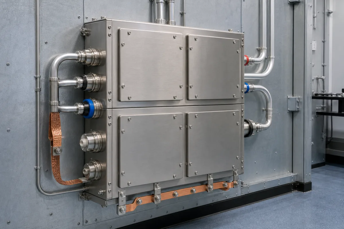 Netzfilter-Panel in einer industriellen Fertigungsumgebung