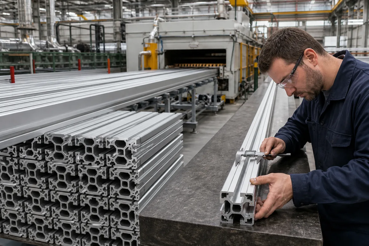 Präzisions-Aluminium-Strangpressprofile in einer industriellen Fertigungsumgebung
