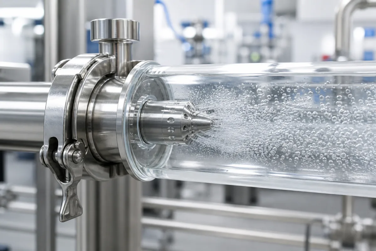 Präzisionsgetränkekarbonisierungsdüse in einer industriellen Fertigungsumgebung