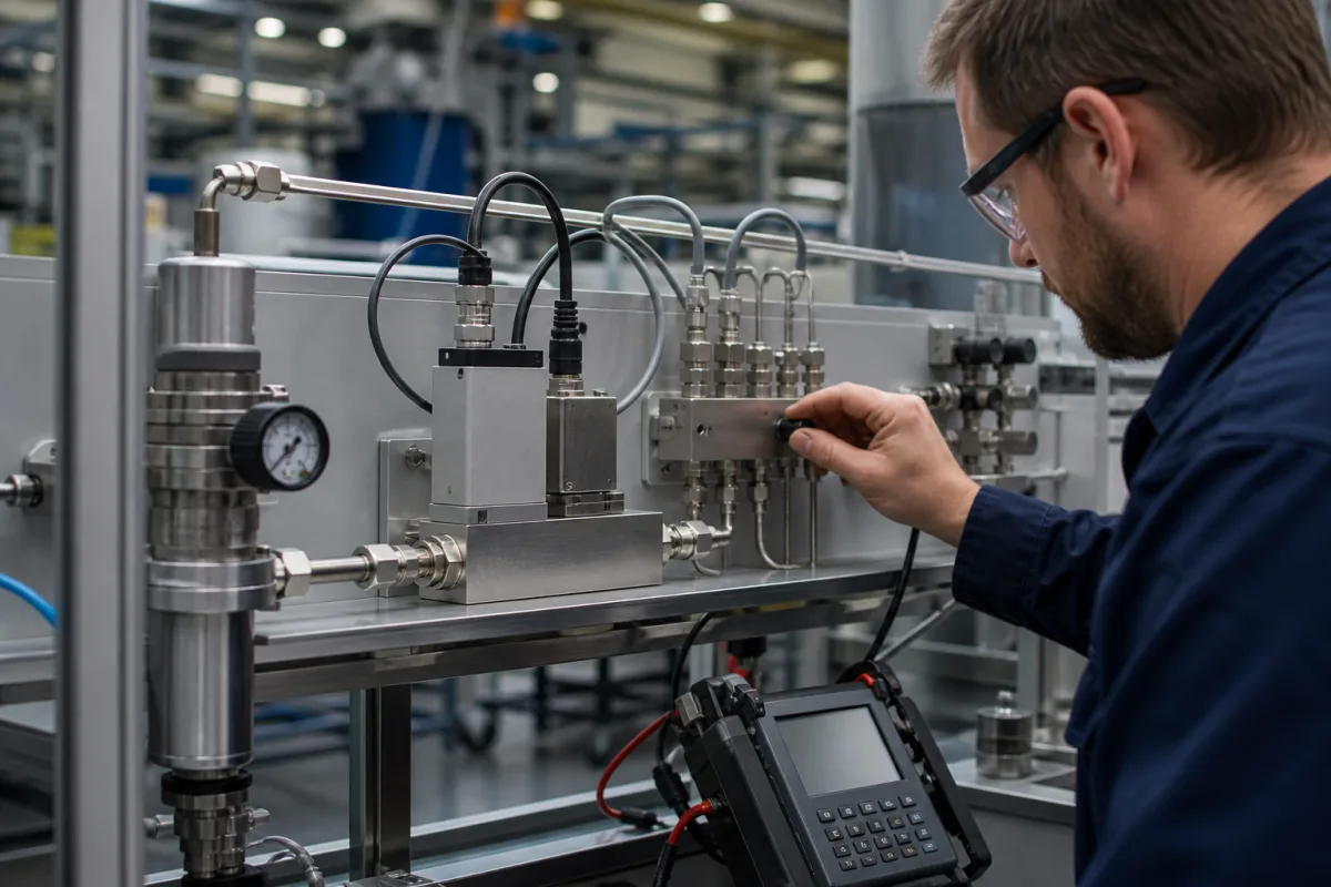 Präzisions-Durchflussregler in einer industriellen Fertigungsumgebung