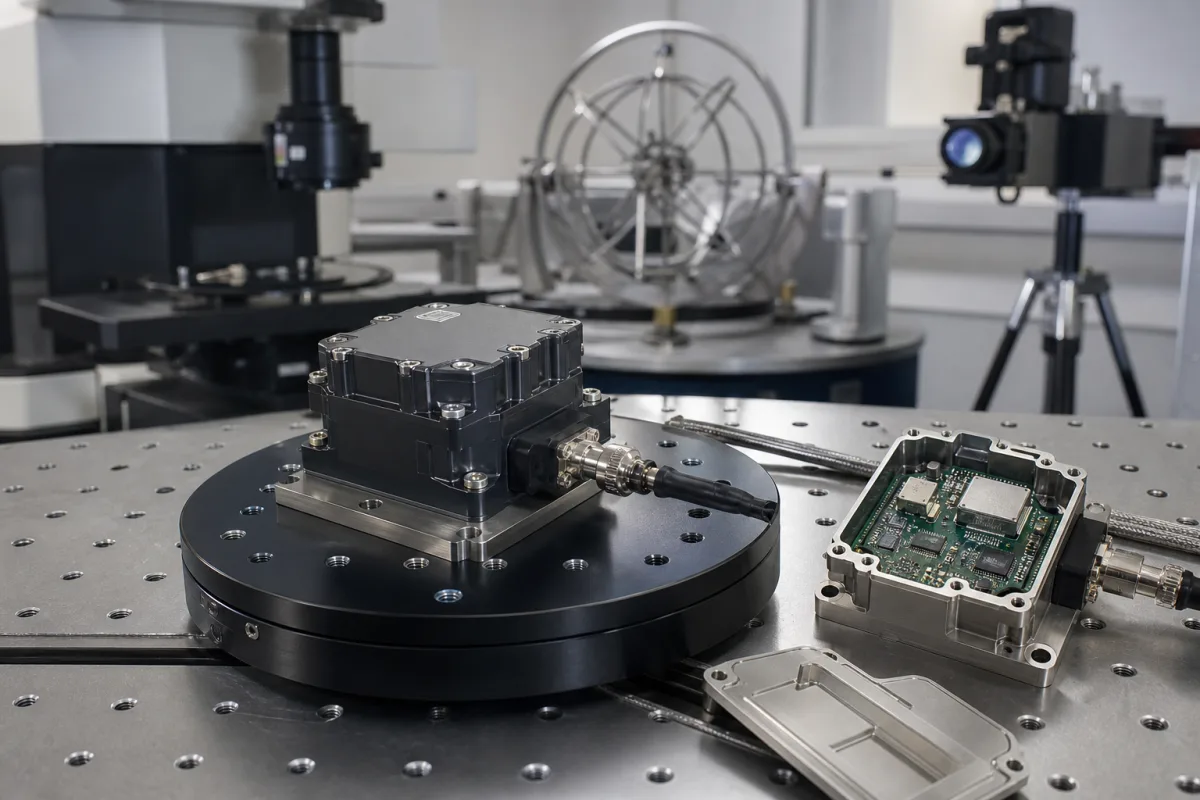 Präzisions-Inertialmessmodul (IMU) Sensor in einer industriellen Fertigungsumgebung