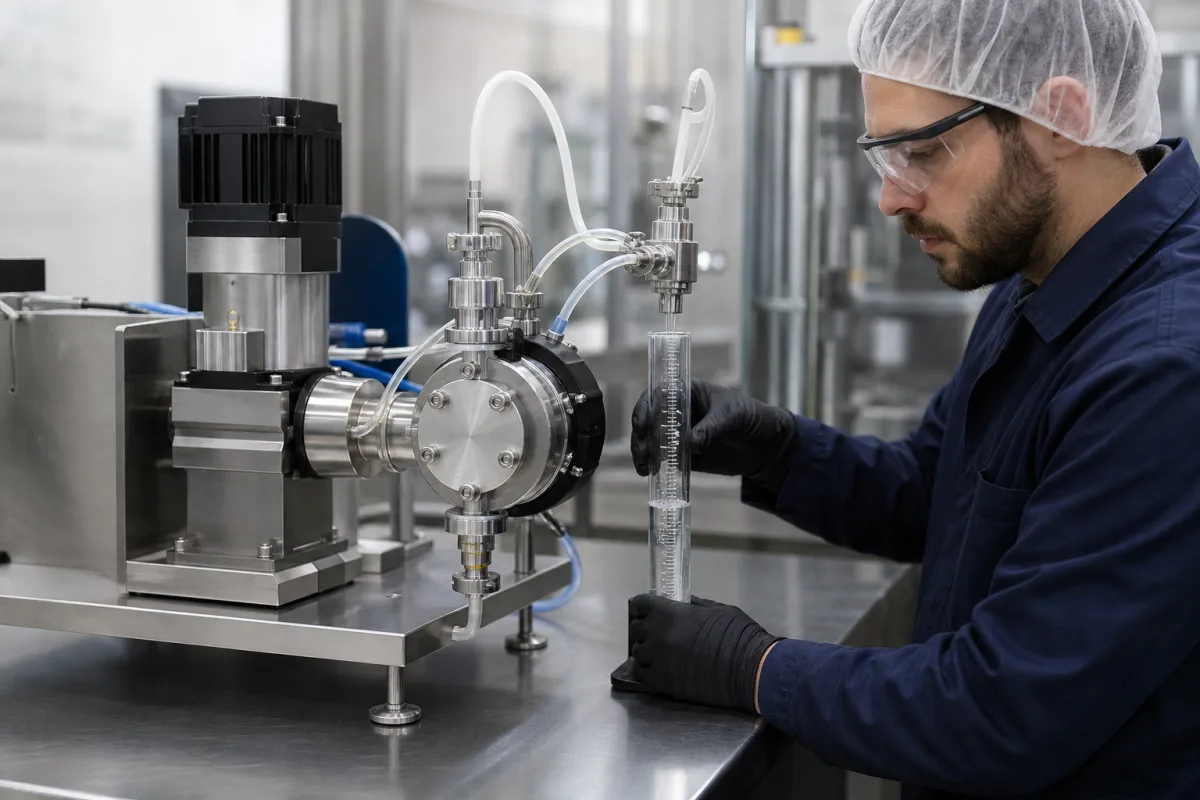 Präzisions-Dosierpumpe in einer industriellen Fertigungsumgebung