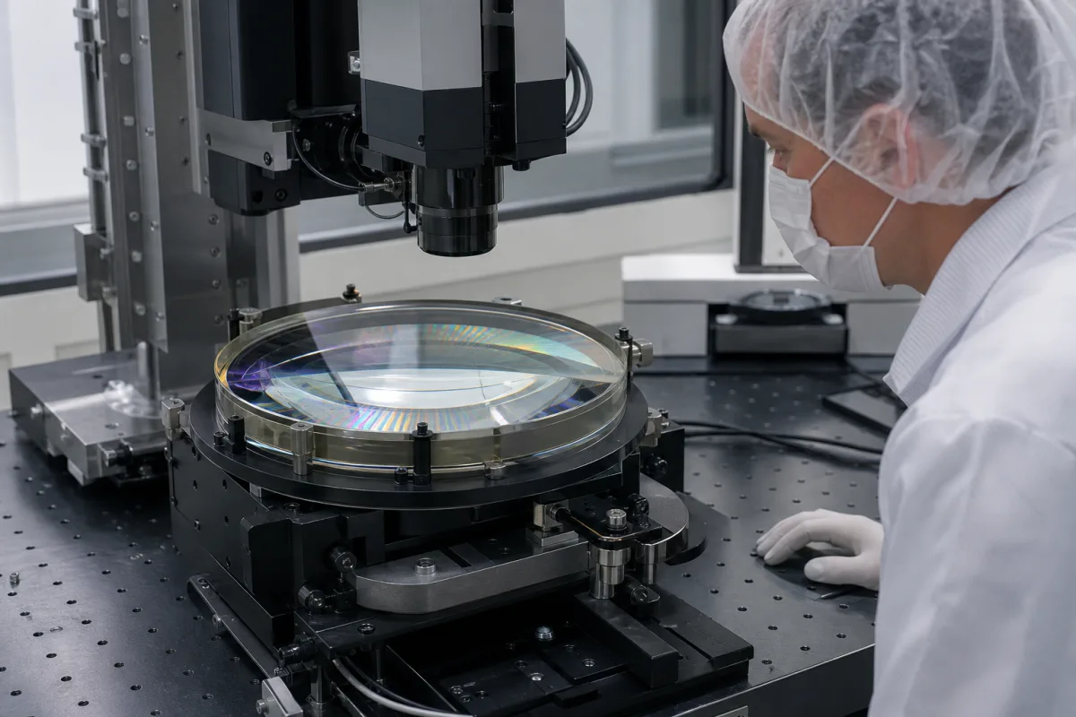Präzisions-Inspektions- und Messsystem für optische Linsen in einer industriellen Fertigungsumgebung