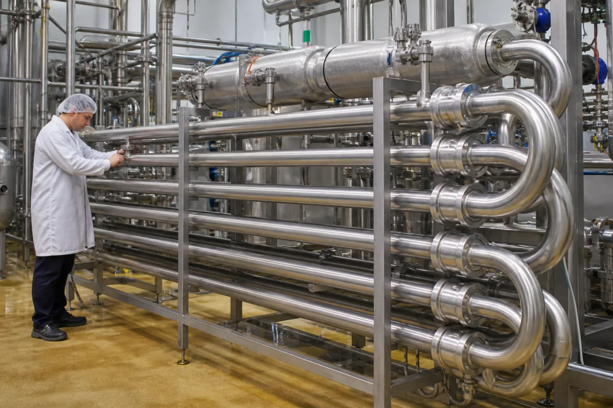Produkt-Heiz- und Halterohr in einer industriellen Fertigungsumgebung