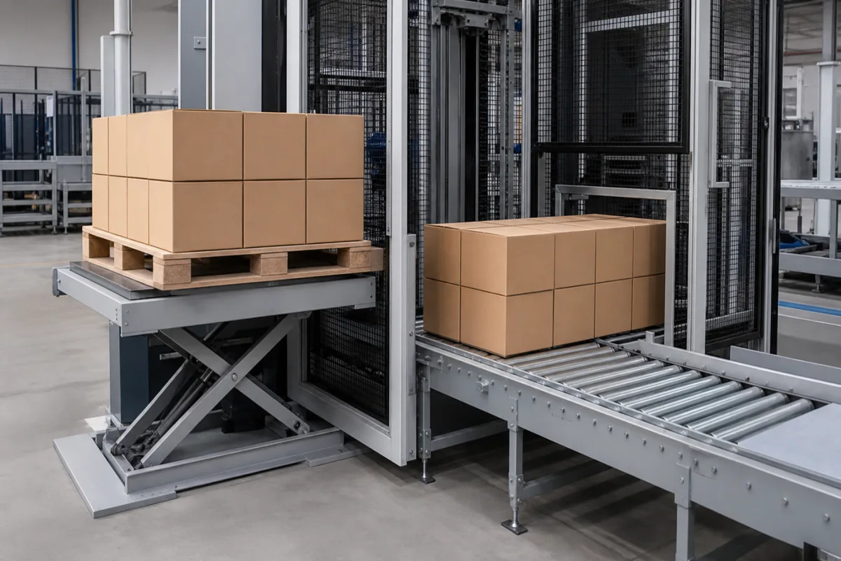 Produktbe- und -entladestation in einer industriellen Fertigungsumgebung