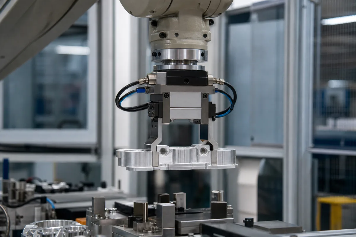 Roboter-Greifer in einer industriellen Fertigungsumgebung