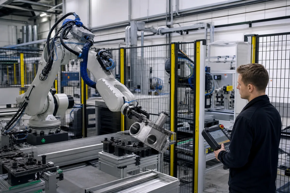 Roboter-Manipulator in einer industriellen Fertigungsumgebung
