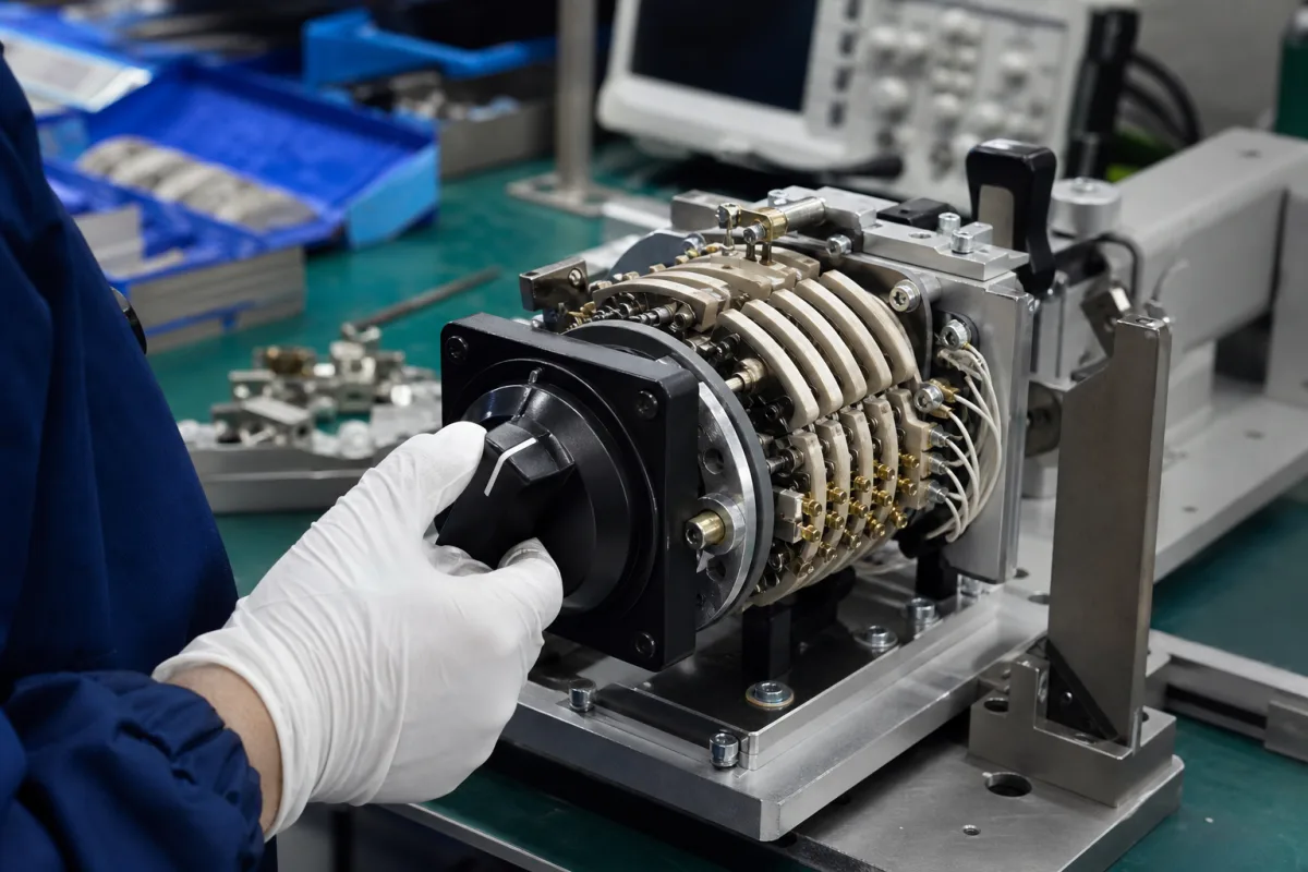 Drehfunktionsschalter in einer industriellen Fertigungsumgebung
