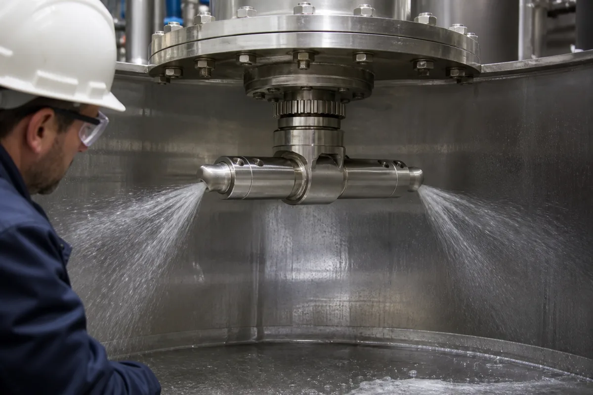 Rotierender Reinigungskopf in einer industriellen Fertigungsumgebung
