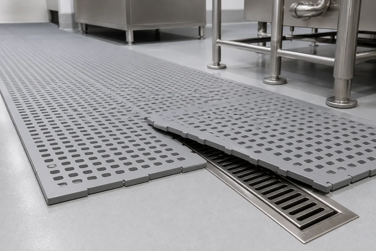 Hygienische Drainagematten in einer industriellen Fertigungsumgebung