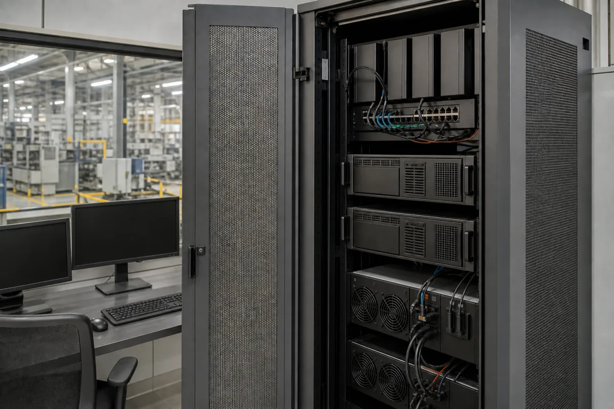 SCADA/MES-Softwareserver in einer industriellen Fertigungsumgebung