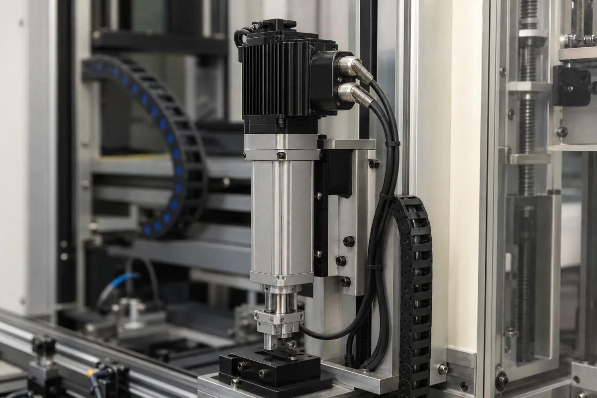Servomotor/Aktor in einer industriellen Fertigungsumgebung