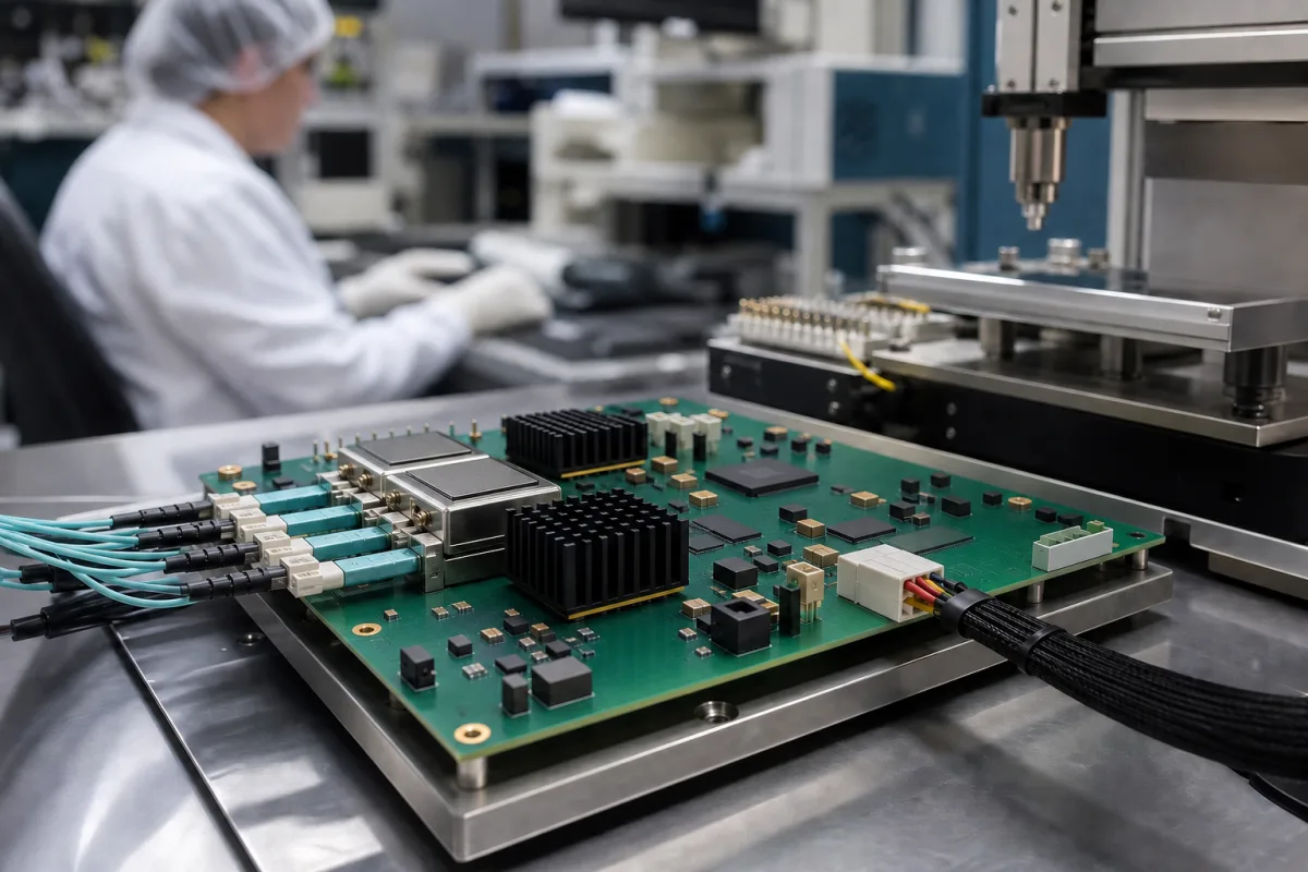 Signalverarbeitungs-Leiterplatte in einer industriellen Fertigungsumgebung