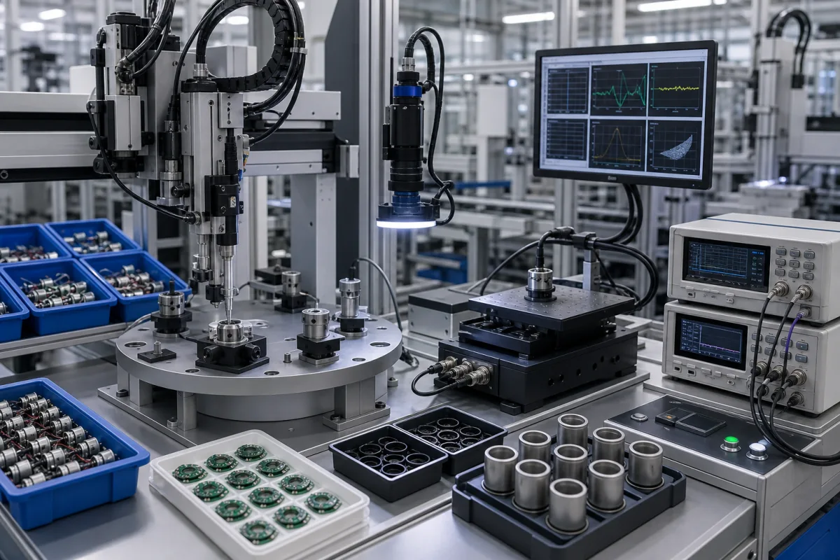 Intelligentes modulares Vibrationsmontagesystem in einer industriellen Fertigungsumgebung
