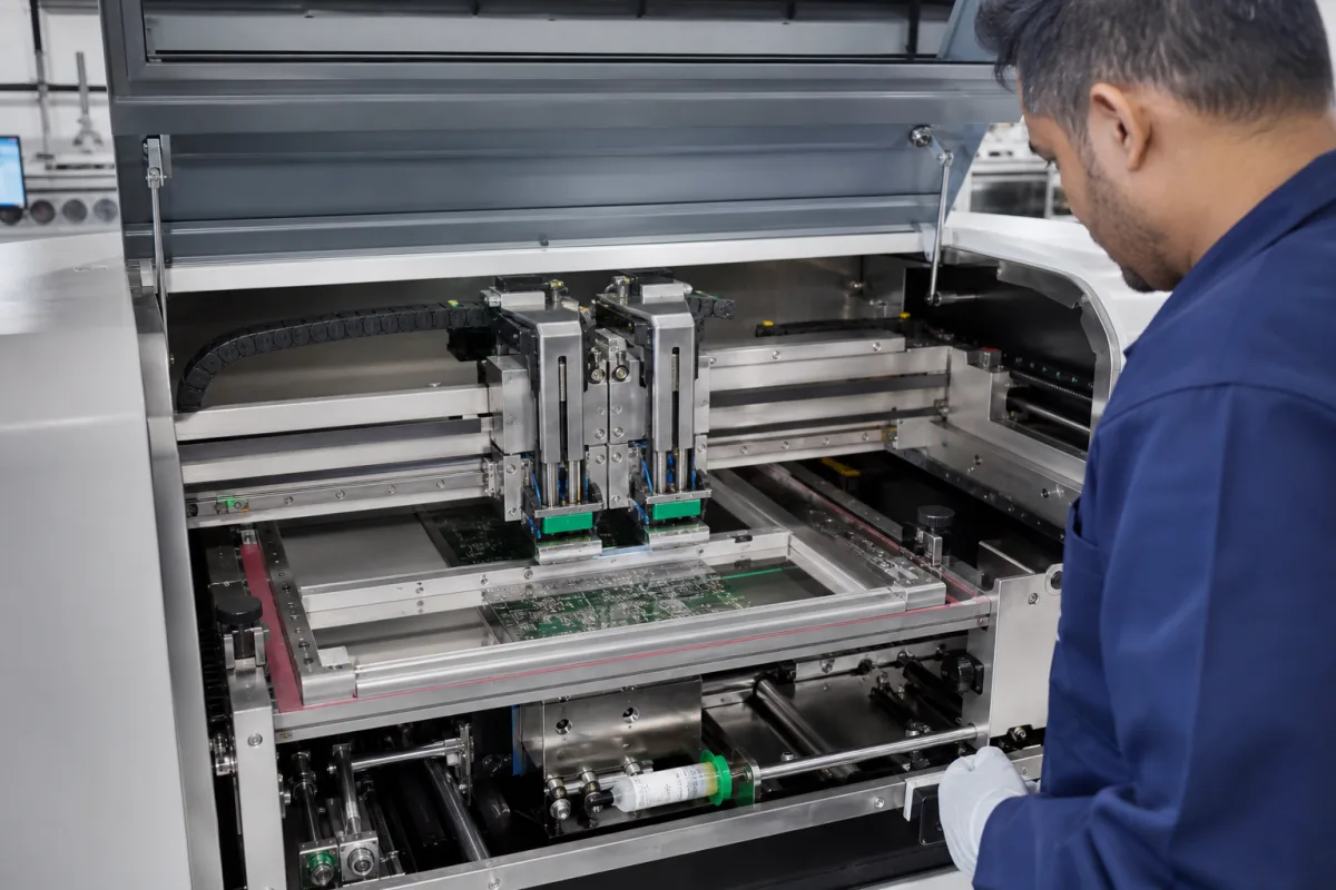 Lotpastendrucker in einer industriellen Fertigungsumgebung