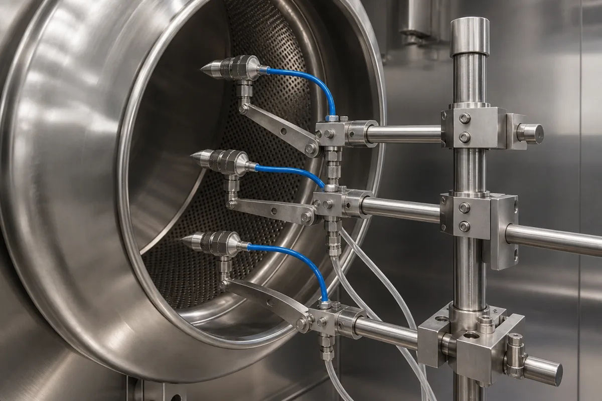Sprühsystem-Halterung in einer industriellen Fertigungsumgebung