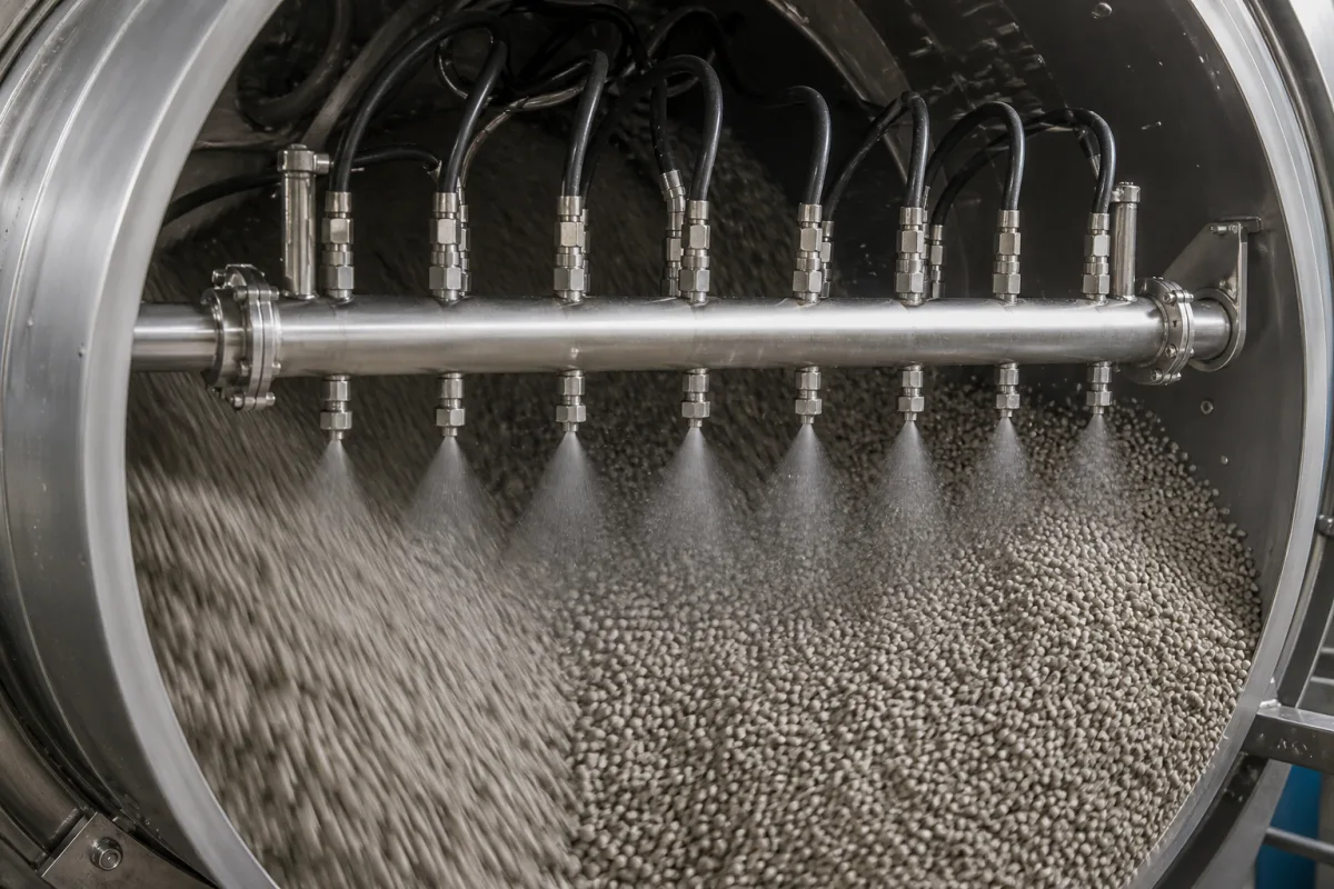 Sprühsystem (Düsen & Verteiler) in einer industriellen Fertigungsumgebung