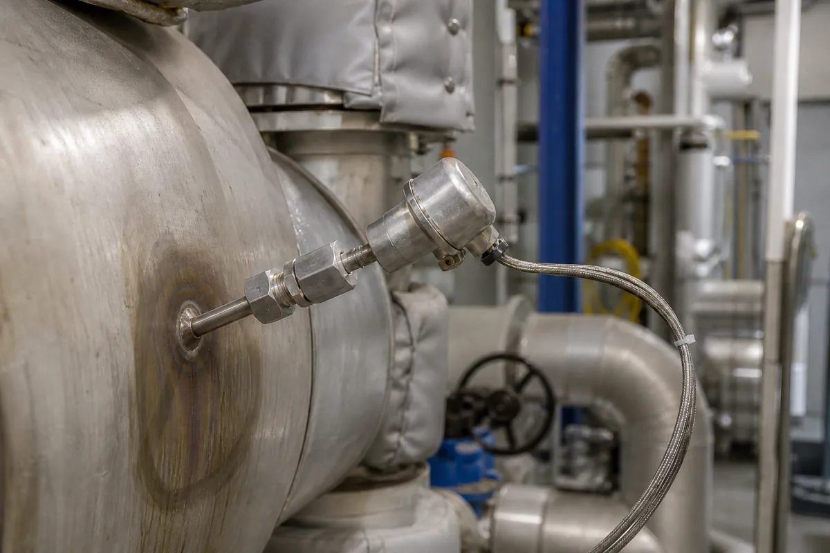 Temperatursensor (Thermoelement) in einer industriellen Fertigungsumgebung