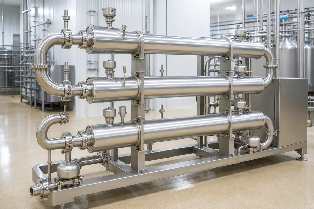 Rohrbündelwärmeübertrager in einer industriellen Fertigungsumgebung