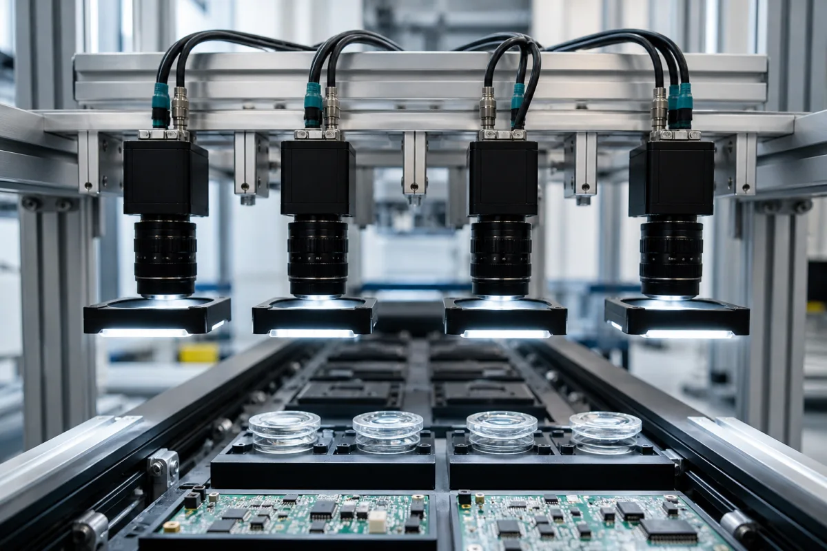 Vision-Kamera-Array in einer industriellen Fertigungsumgebung