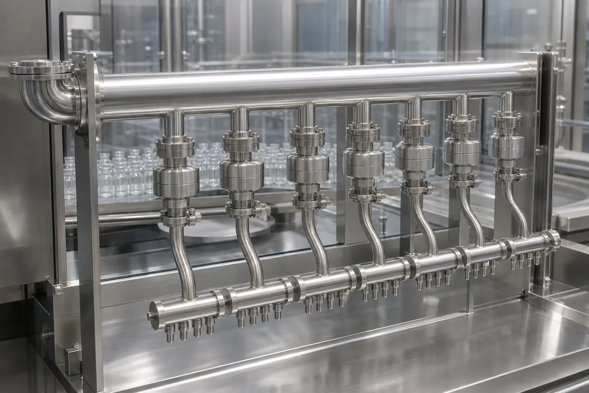 WFI-Verteilermanifold in einer industriellen Fertigungsumgebung