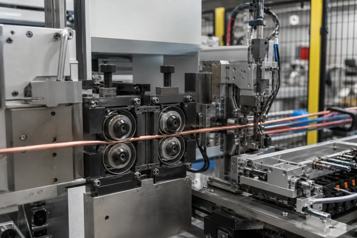 Drahtvorschubmechanismus in einer industriellen Fertigungsumgebung