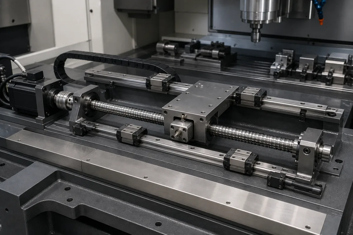 X-Achsen-Linearführung und -Antrieb in einer industriellen Fertigungsumgebung